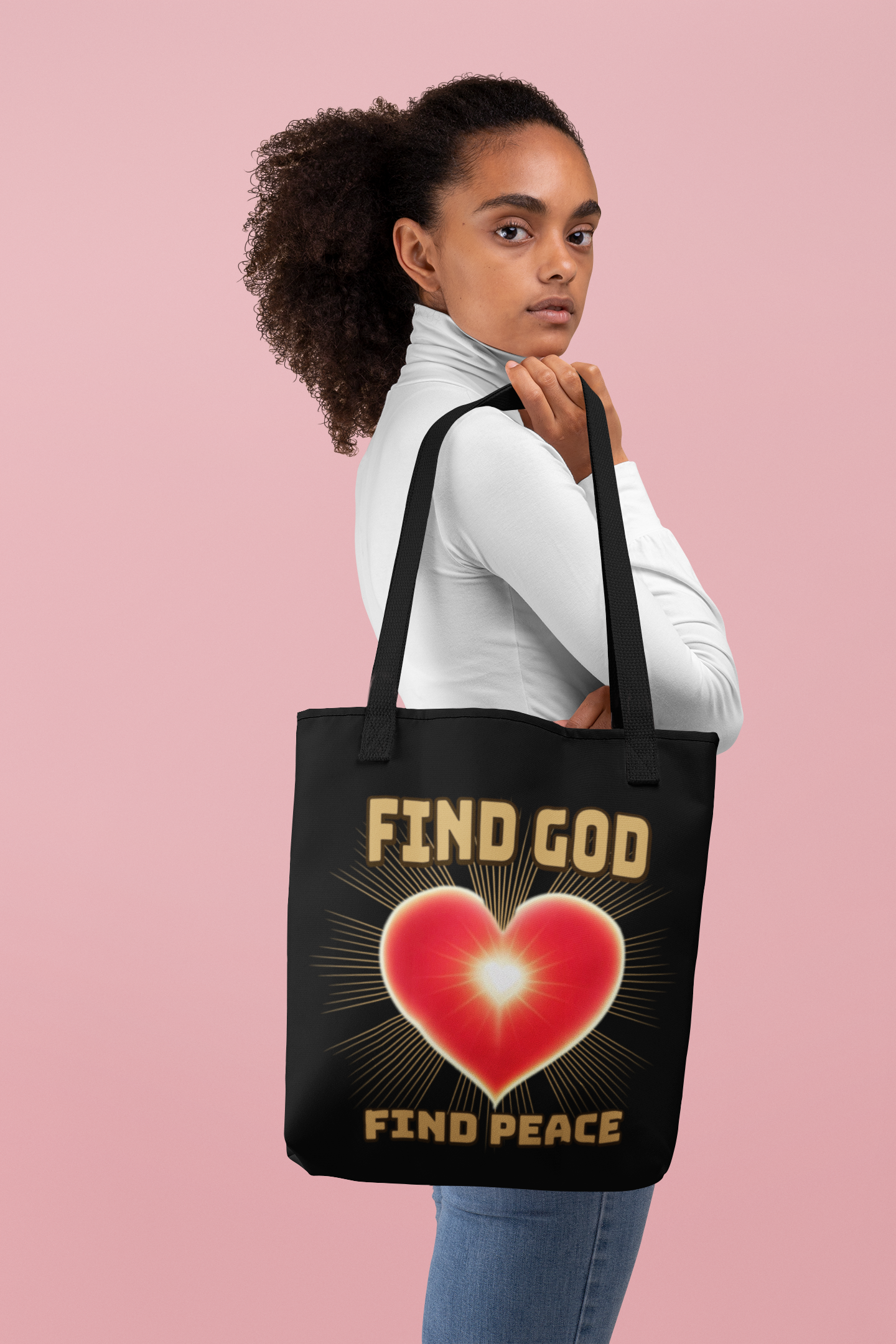 Find God-Find Peace, Christian Tote Bag, Inspirational, Bible Faith