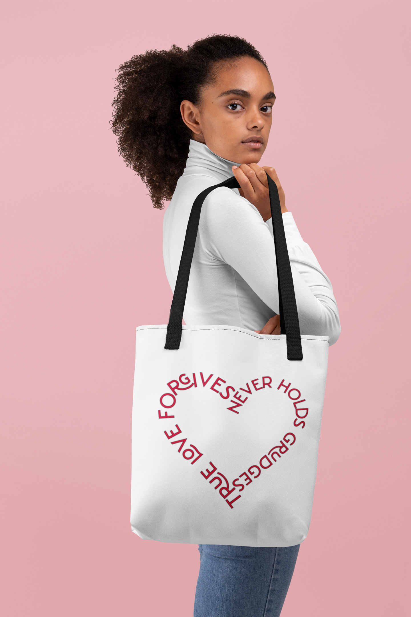 True Love Forgives, Christian Tote Bag, Inspirational, Bible Faith