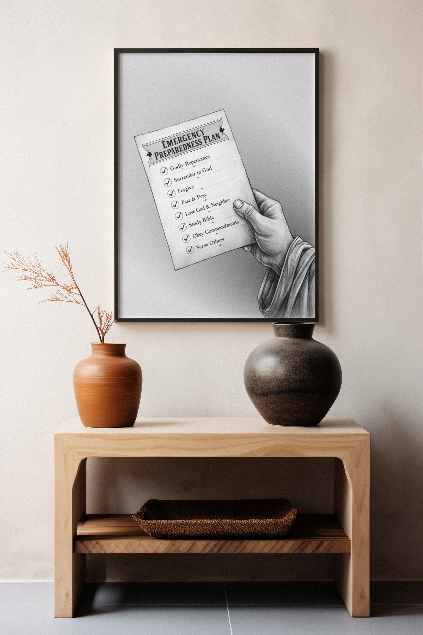 Canvas Wall Art - Emergency Preparedness Plan, Christian Print