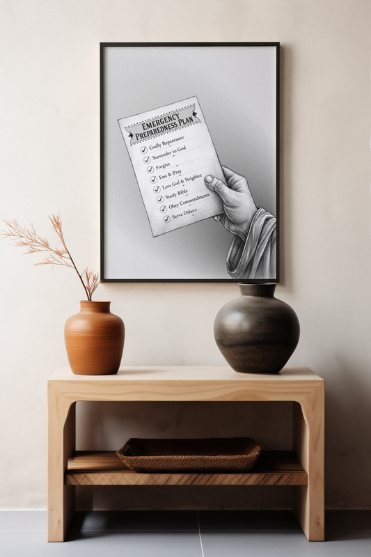 Canvas Wall Art - Emergency Preparedness Plan, Christian Print