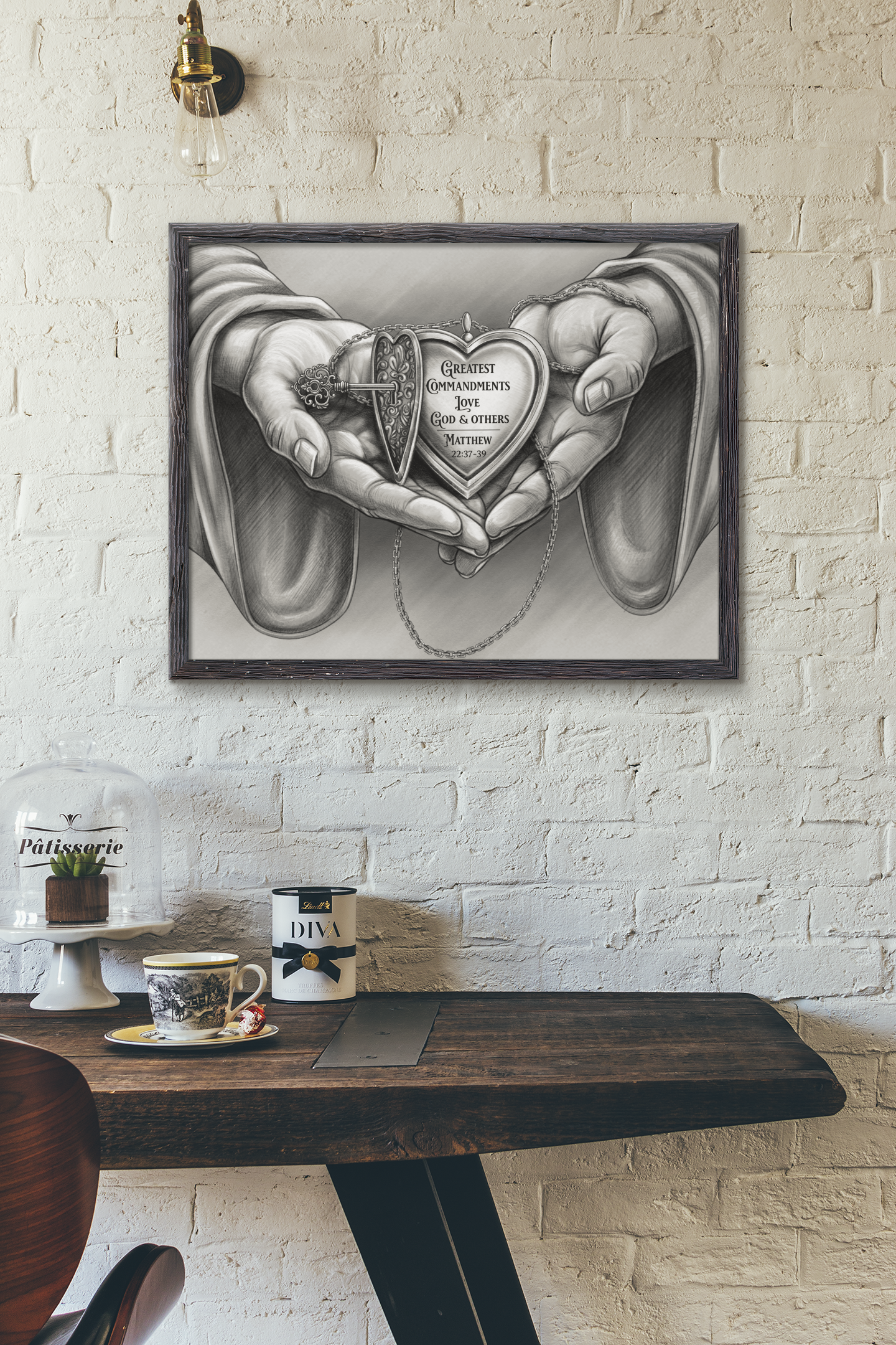 Canvas Wall Art - Greatest Commandments, Love God & Others, Christian Print