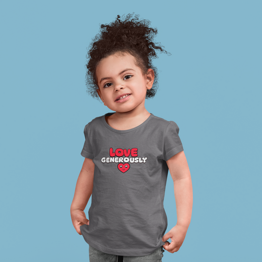 Toddler Tee "Love Generously" Heart Graphic — Kids T-Shirt
