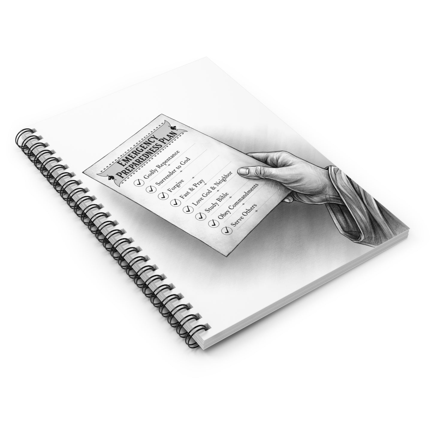 Emergency Preparedness Plan, Spiral Ruled Journal for Positivity, Faith-Based