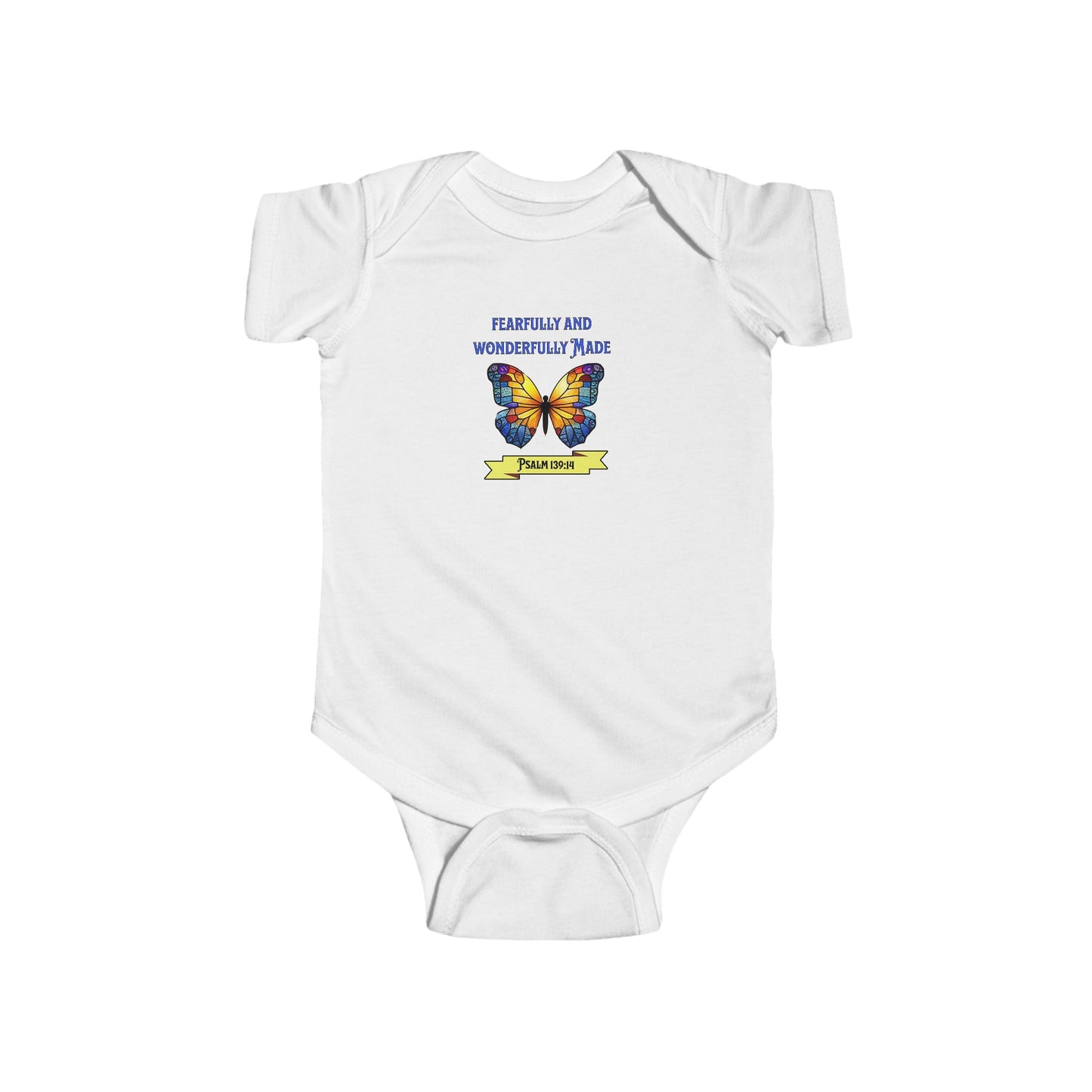 Fearfully and Wonderfully Made, Baby Onesie, Faith-Based, Butterfly
