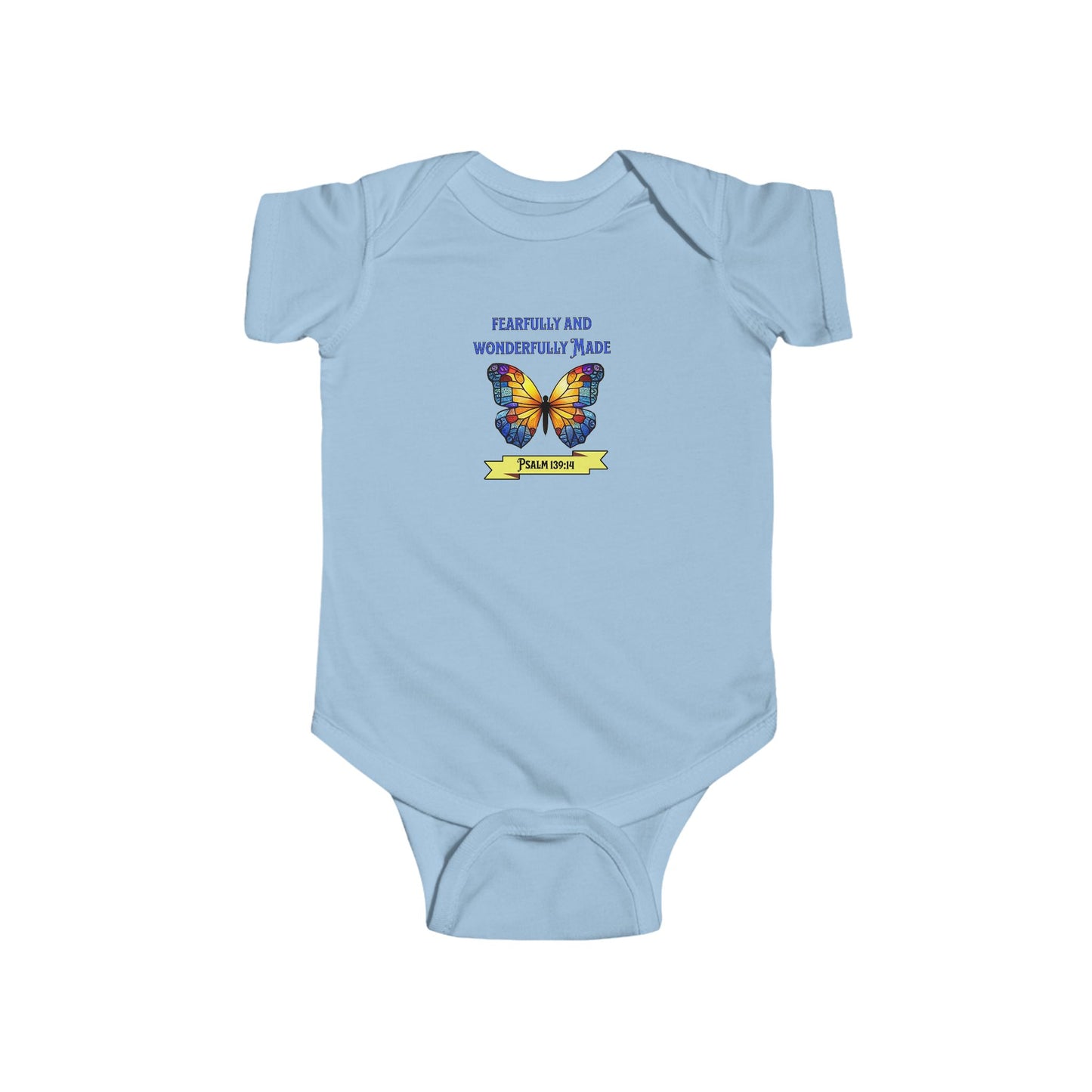Fearfully and Wonderfully Made, Baby Onesie, Faith-Based, Butterfly