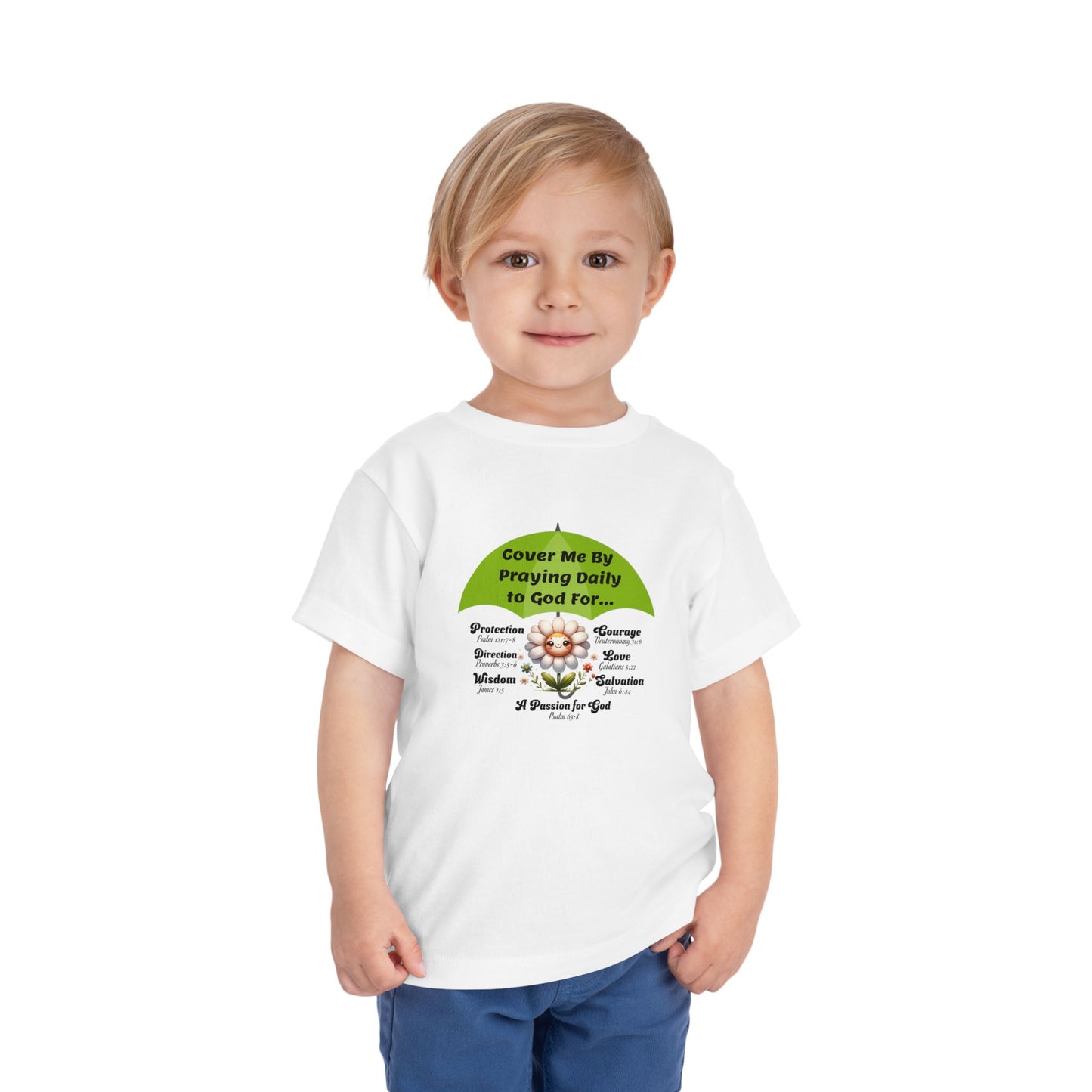 Toddler Short Sleeve Tee, Christian, Faith-Based, Cover Me With Prayer