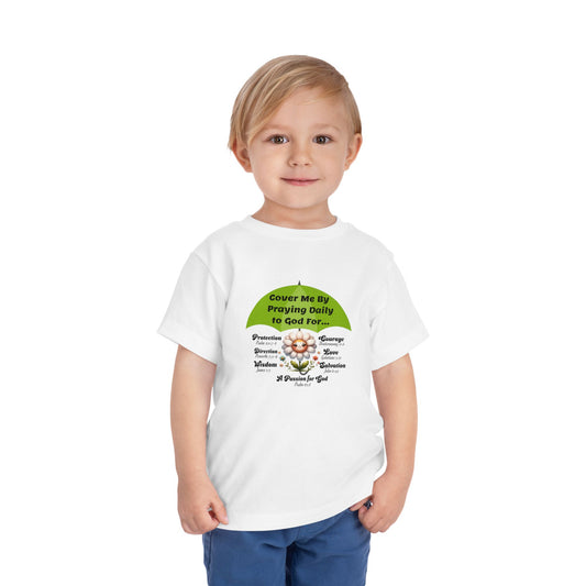 Toddler Short Sleeve Tee, Christian, Faith-Based, Cover Me With Prayer