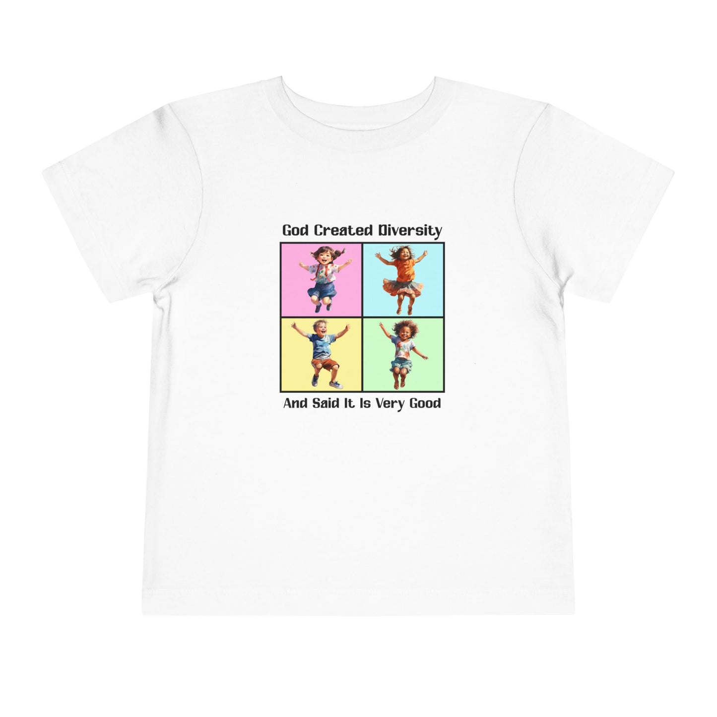 Toddler Short Sleeve Tee, Christian, Faith-Based, Diversity Design, Happy Kids