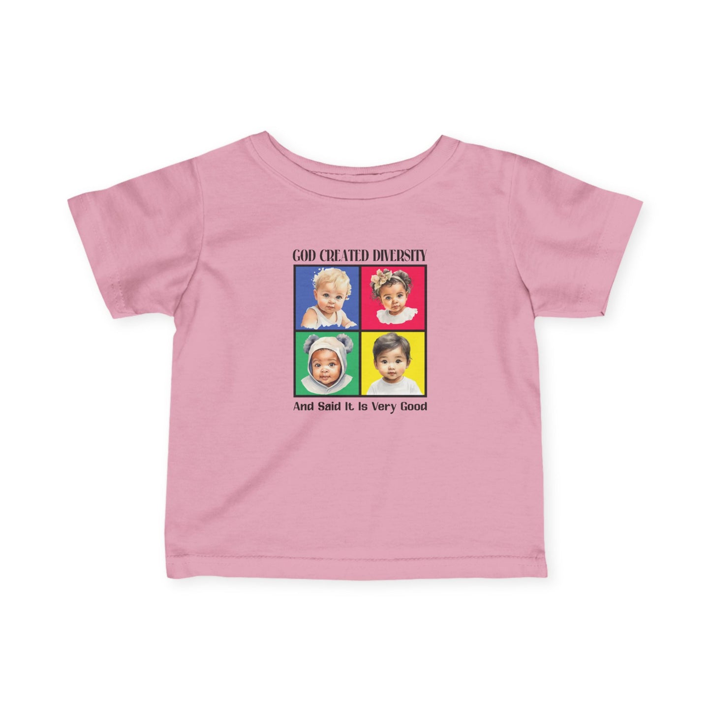 Infant Tee — "God Created Diversity" Colorful Baby Graphic