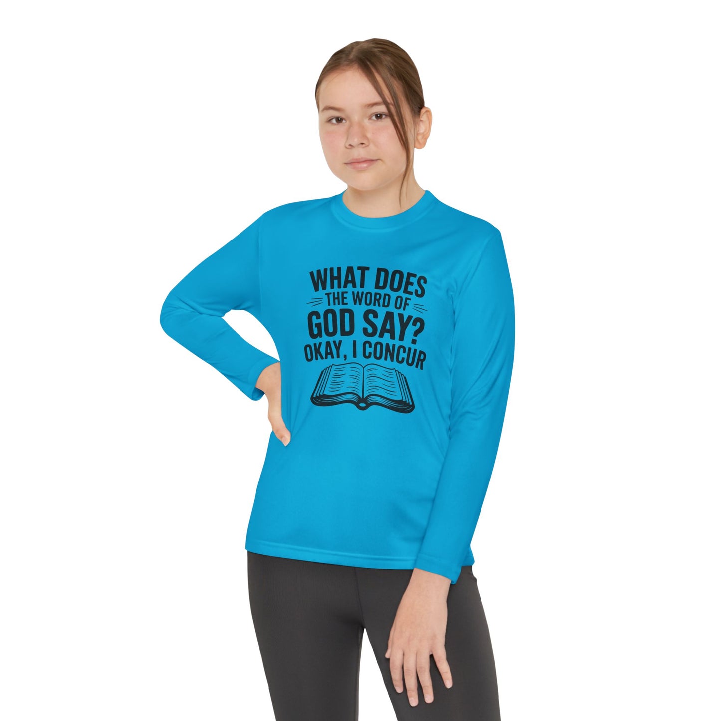 What Does the Word of God Say? Youth Long Sleeve Tee — Christian, Faith-Based