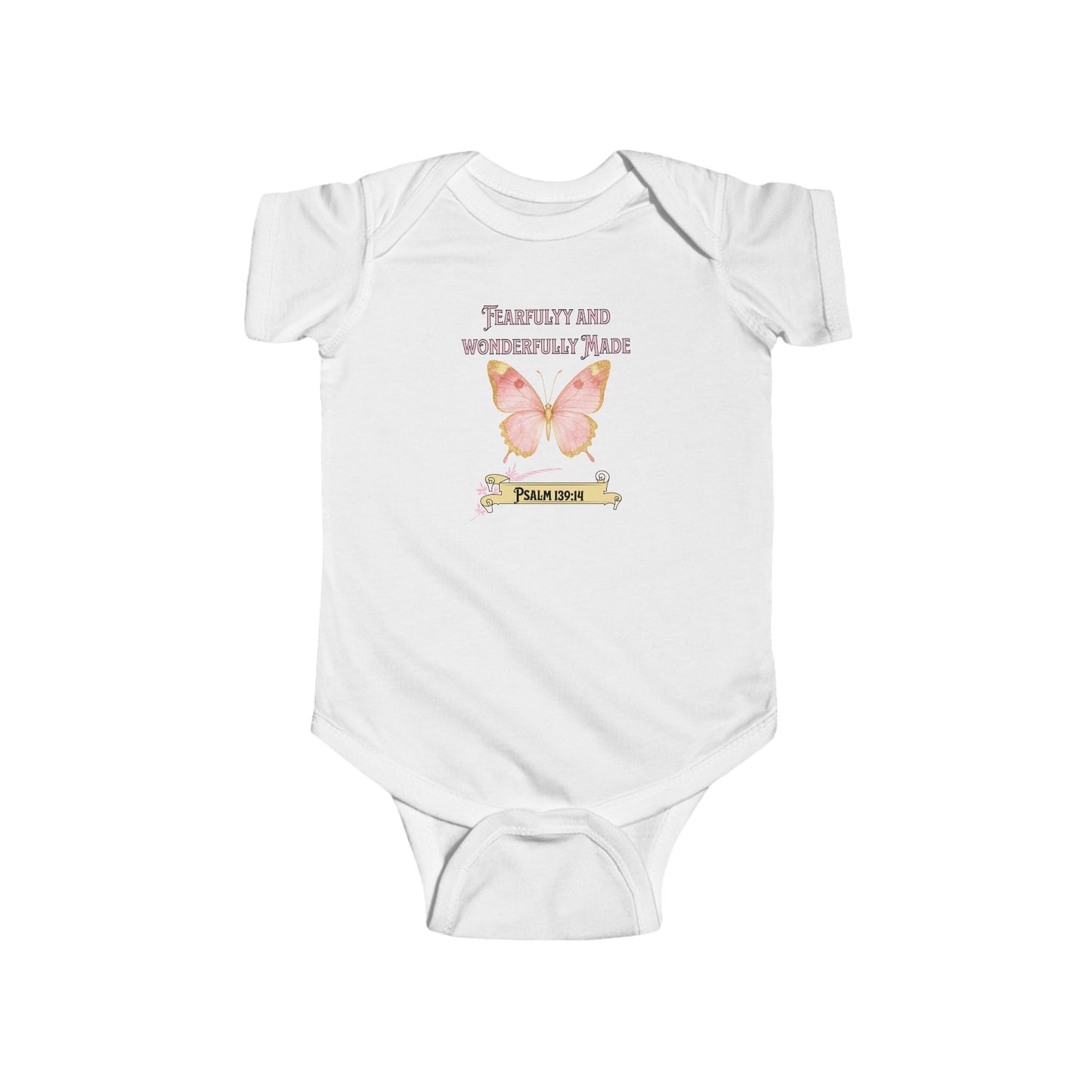 Fearfully and Wonderfully Made, Baby Onesie, Faith-Based, Butterfly