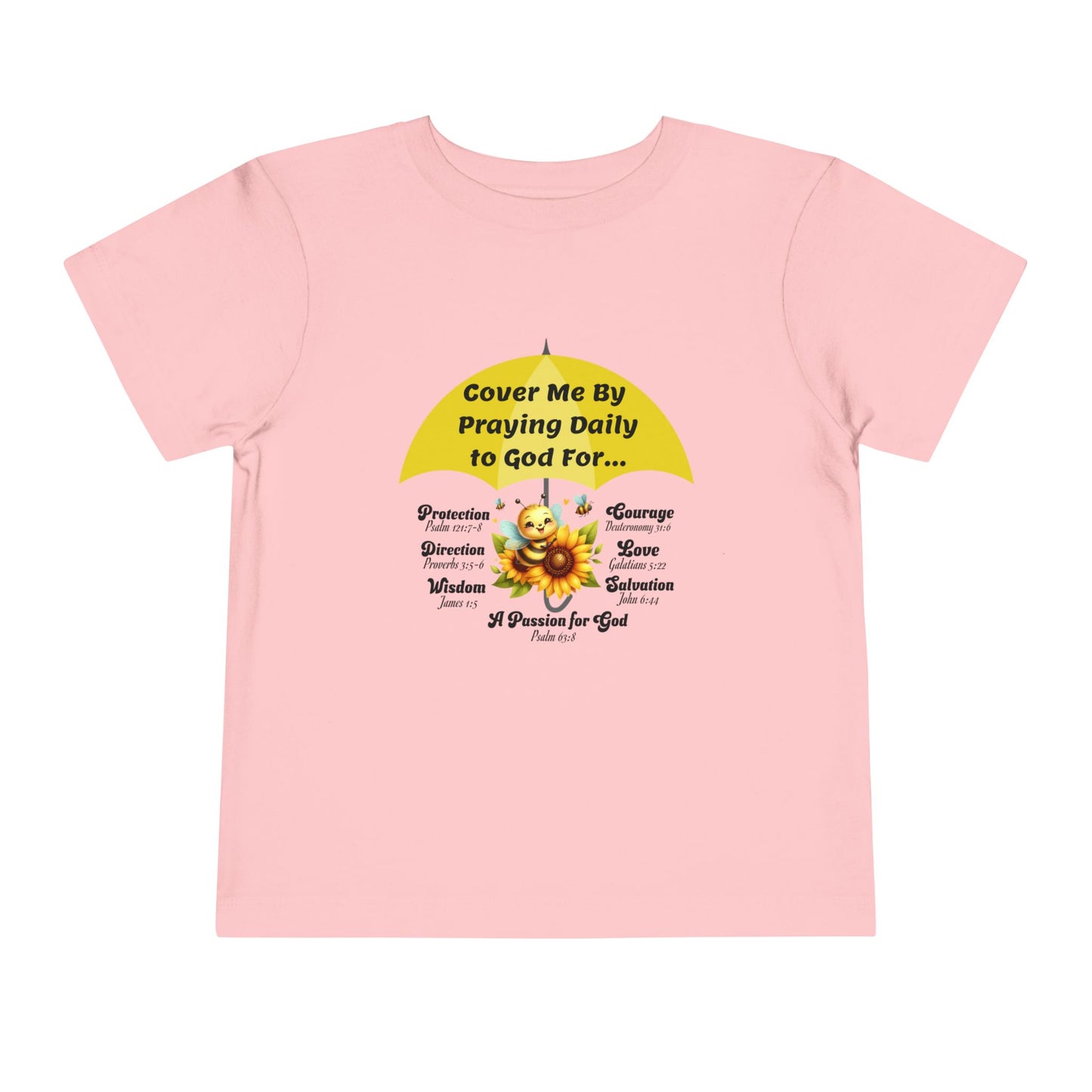 Toddler Short Sleeve Tee, Christian, Faith-Based, Cover Me With Prayer, Cute Bubble Bee