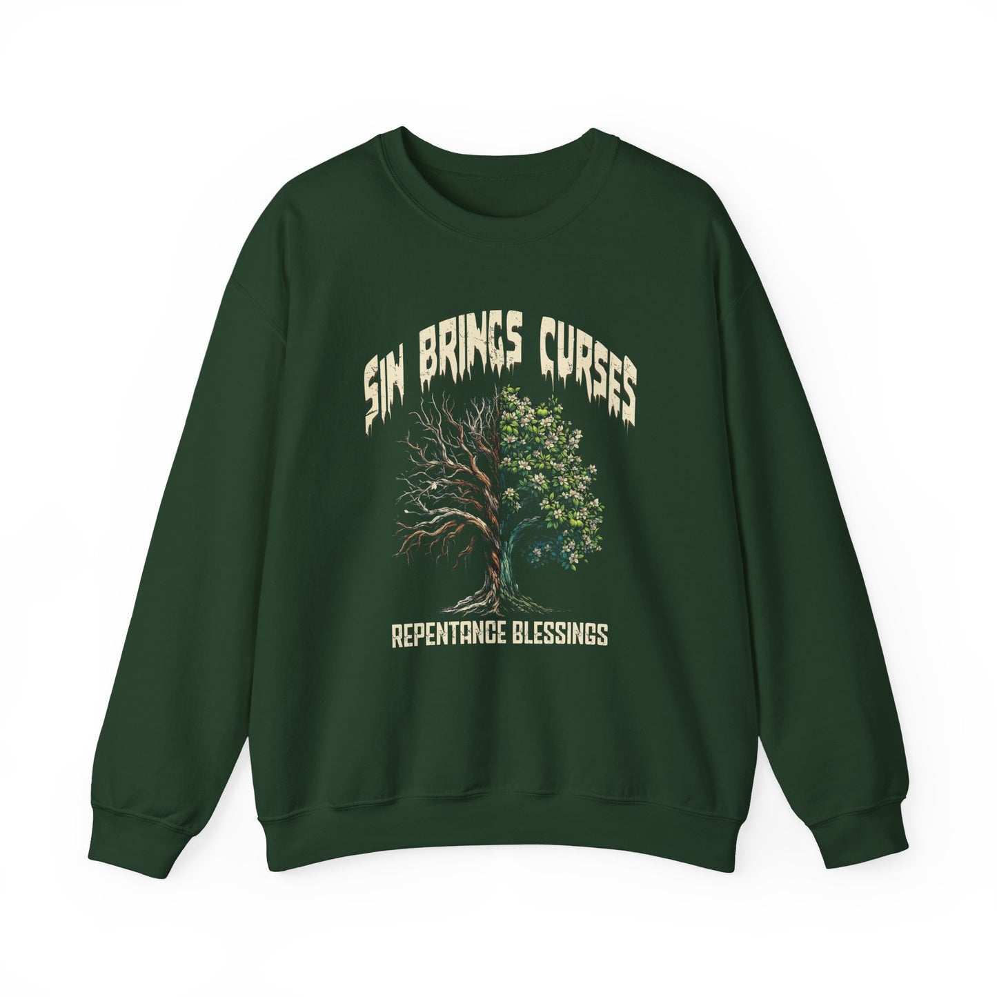 Sin Brings Curses-Repentance Blessings, Faith-Based, Repentance, Unisex Heavy Blend Sweatshirt