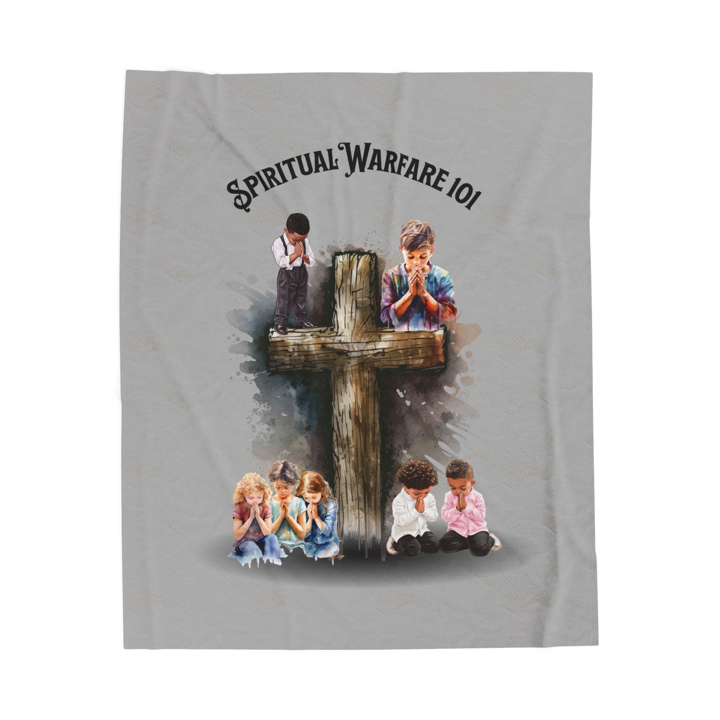 Spiritual Warfare 101 Velveteen Plush Blanket — Christian Cross Prayer Kids Throw