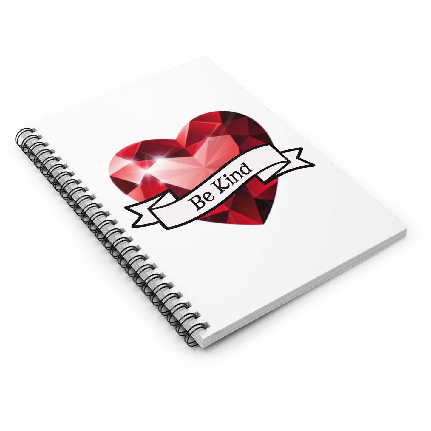 Be Kind Red Gem Heart Notebook — Spiral Ruled Journal for Positivity & Gifts, Faith-Based