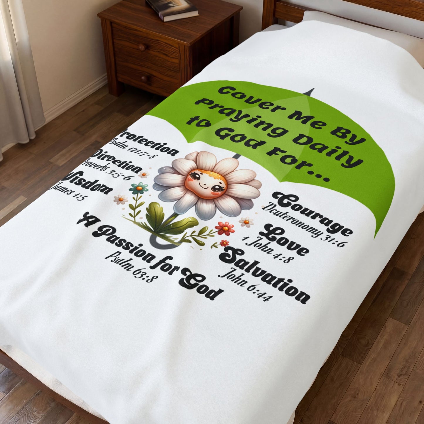 Velveteen Plush Blanket — "Cover Me By Praying Daily to God For" Christian Prayer Throw