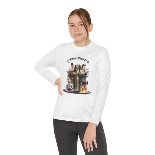 Spiritual Warfare Kids Long Sleeve Tee — Cross & Praying Children Design