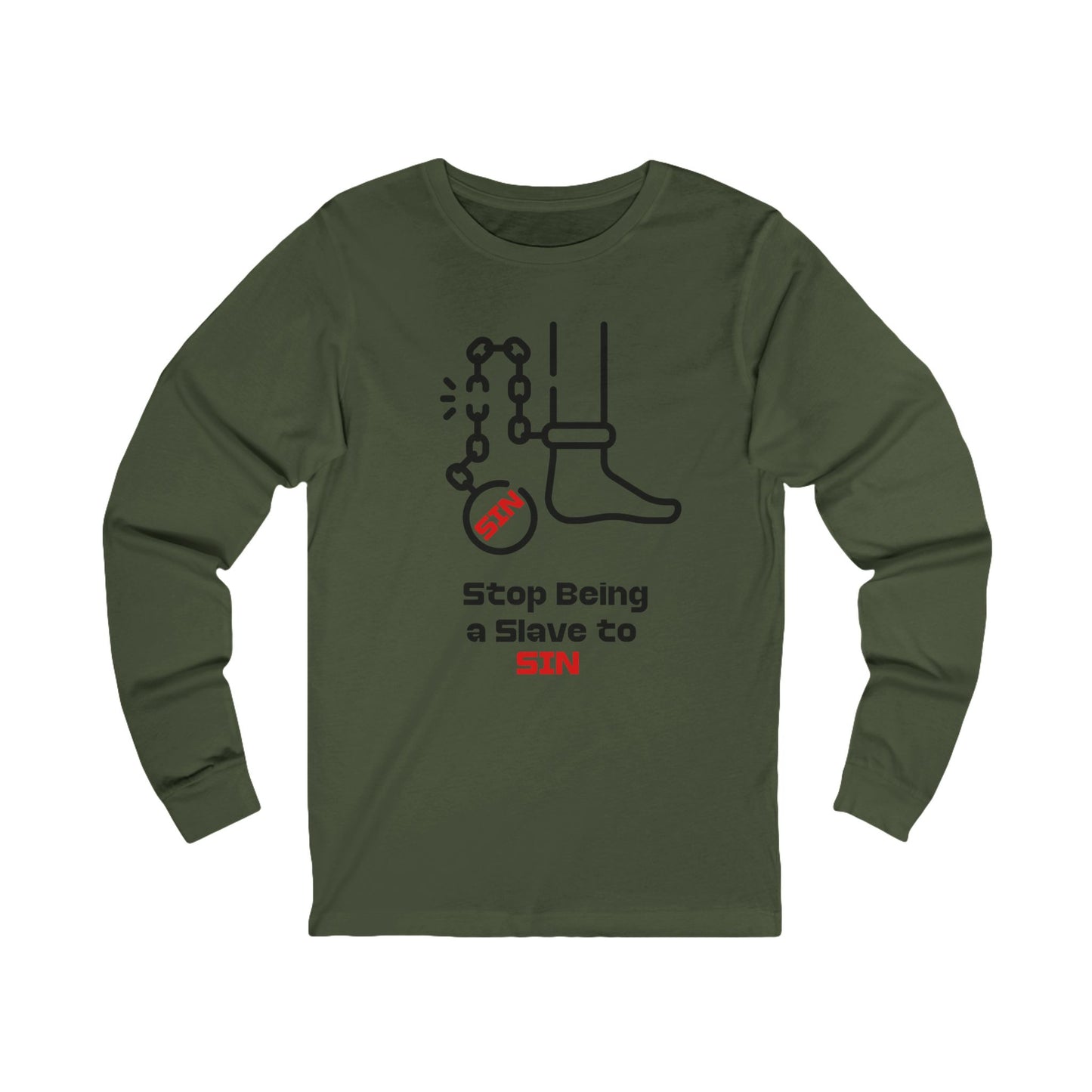 Slave to Sin, Long Sleeve Tee — Faith-Based Christian Message Shirt