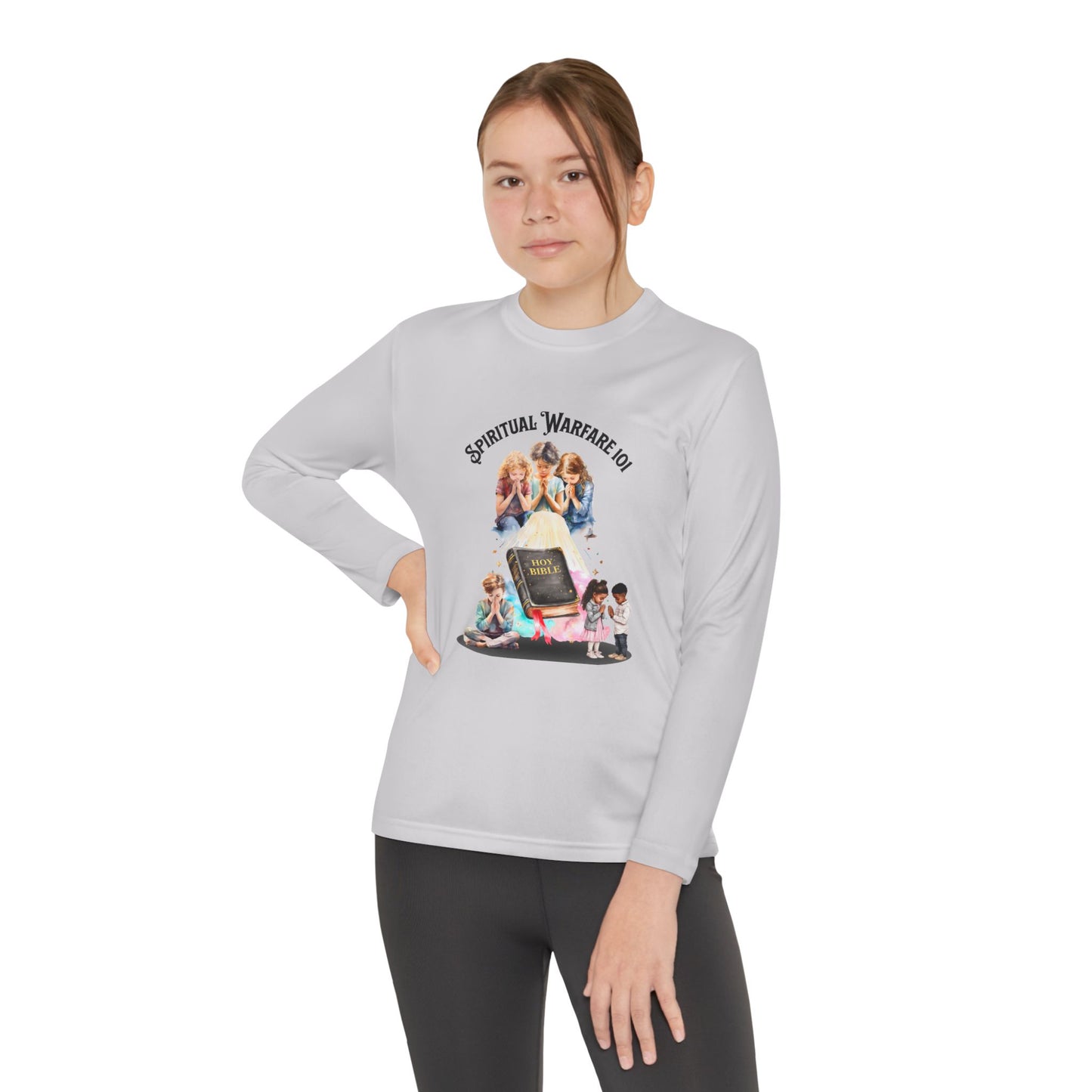 Spiritual Warfare Youth Long Sleeve Tee – Kids Prayer & Bible Study Shirt, Faith-Based