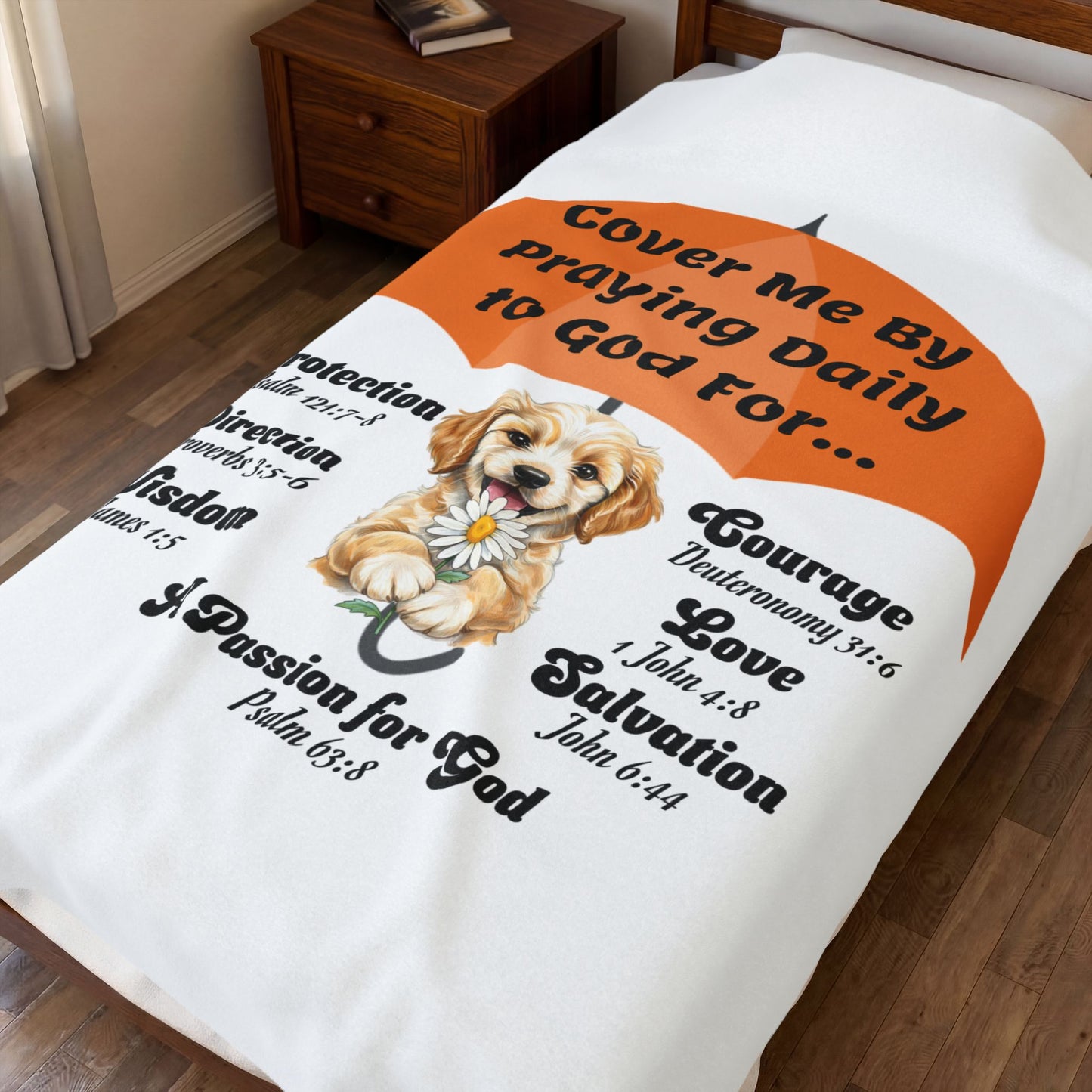 Inspirational Prayer Blanket — "Cover Me By Praying Daily to God For..." Velveteen Plush