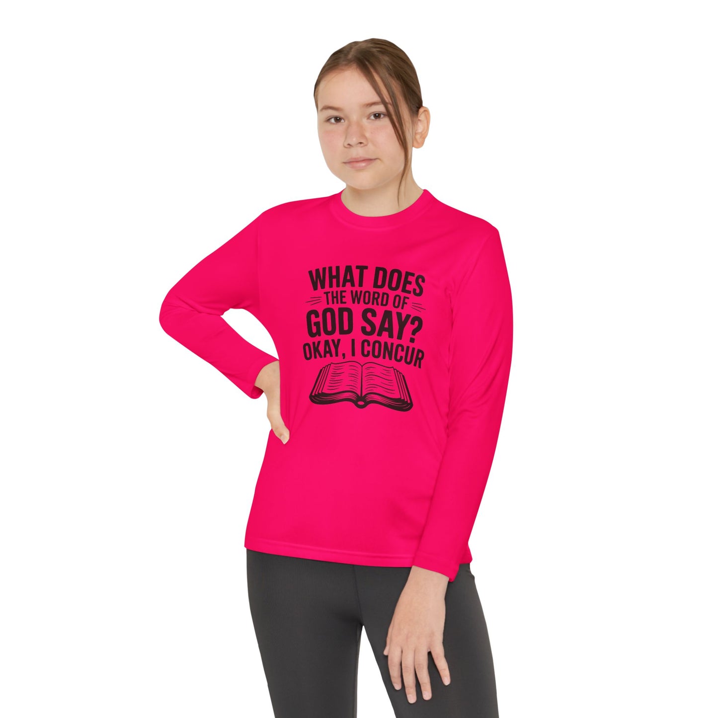 What Does the Word of God Say? Youth Long Sleeve Tee — Christian, Faith-Based