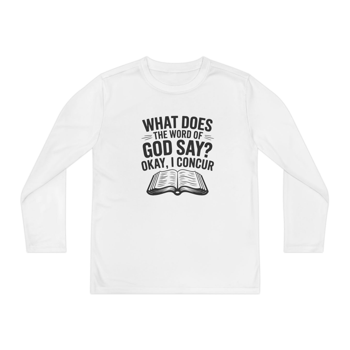 What Does the Word of God Say? Youth Long Sleeve Tee — Christian, Faith-Based