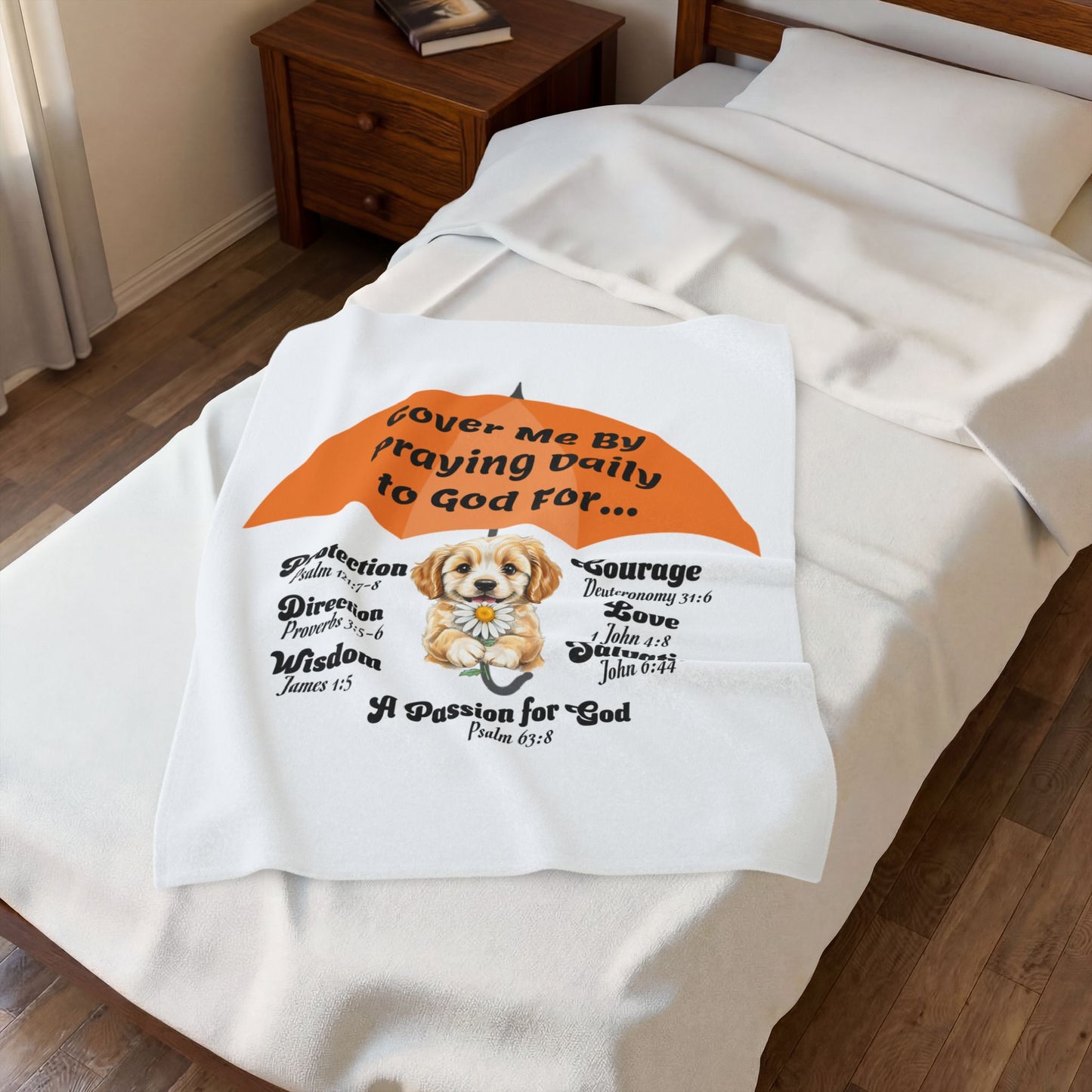 Inspirational Prayer Blanket — "Cover Me By Praying Daily to God For..." Velveteen Plush