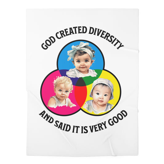 Baby Swaddle Blanket — "God Created Diversity and Said It Is Very Good" Multicultural Newborn Swaddle