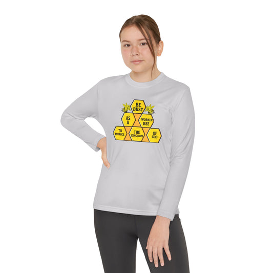 Be Busy As A Worker Bee, Youth Long Sleeve Tee — Christian, Faith-Based