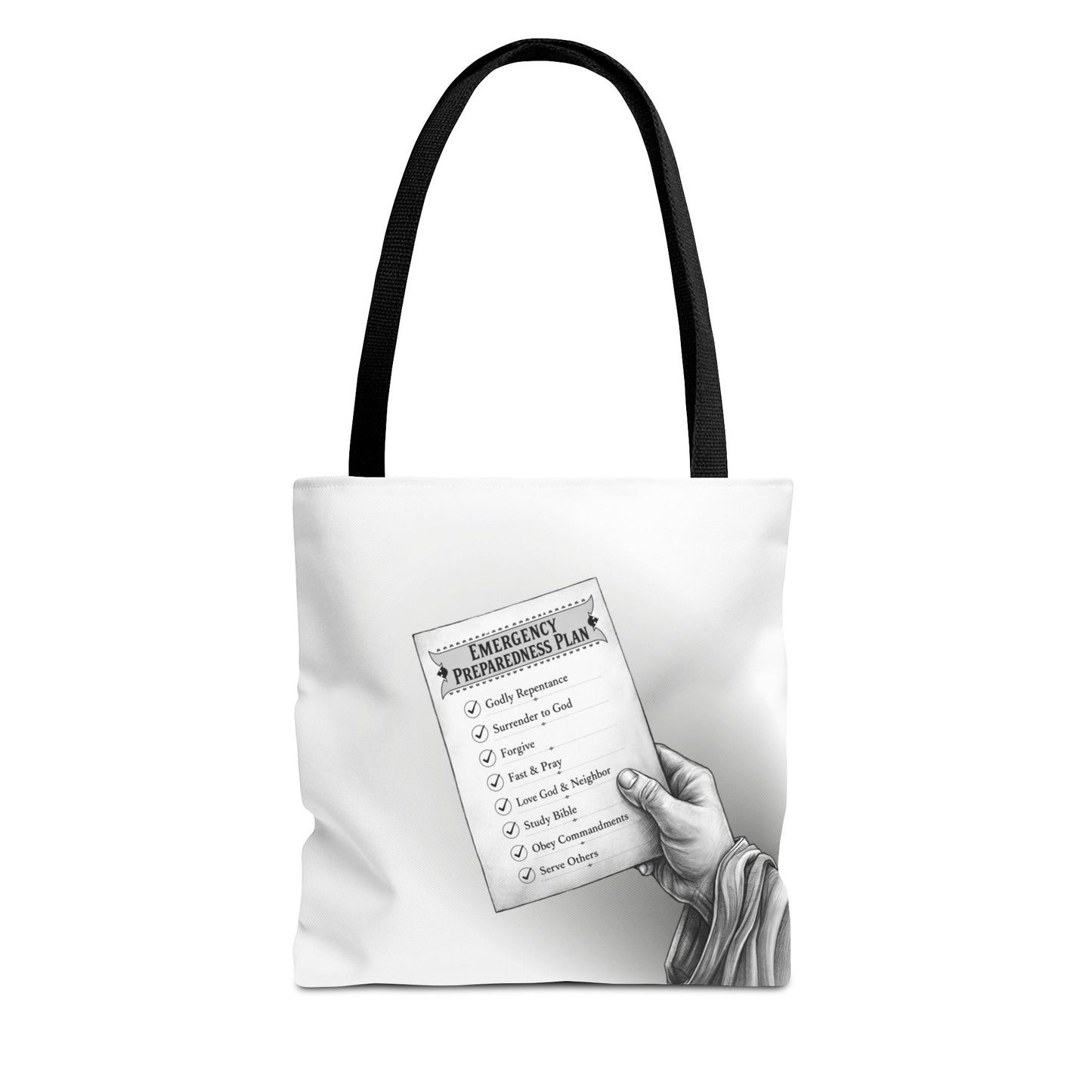 Emergency Preparedness Plan, Christian Tote Bag, Inspirational, Bible Faith