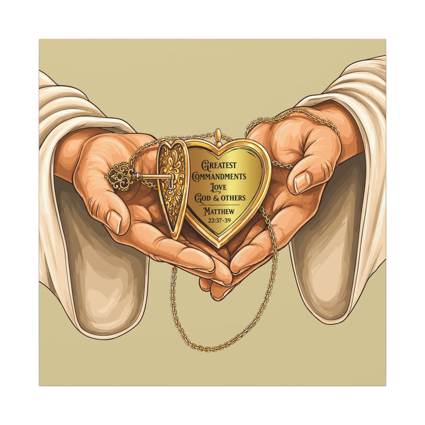 Canvas Wall Art - Greatest Commandments, Love God & Others, Christian Print