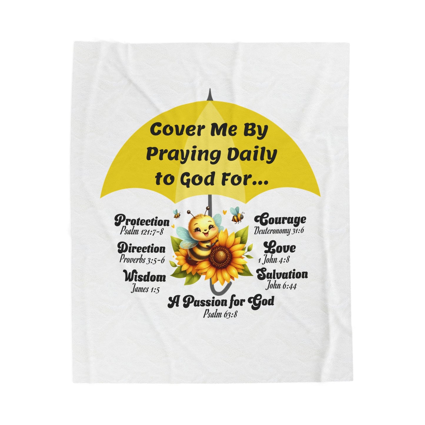 Velveteen Plush Blanket — "Cover Me By Praying Daily to God For…" Inspirational Christian Throw