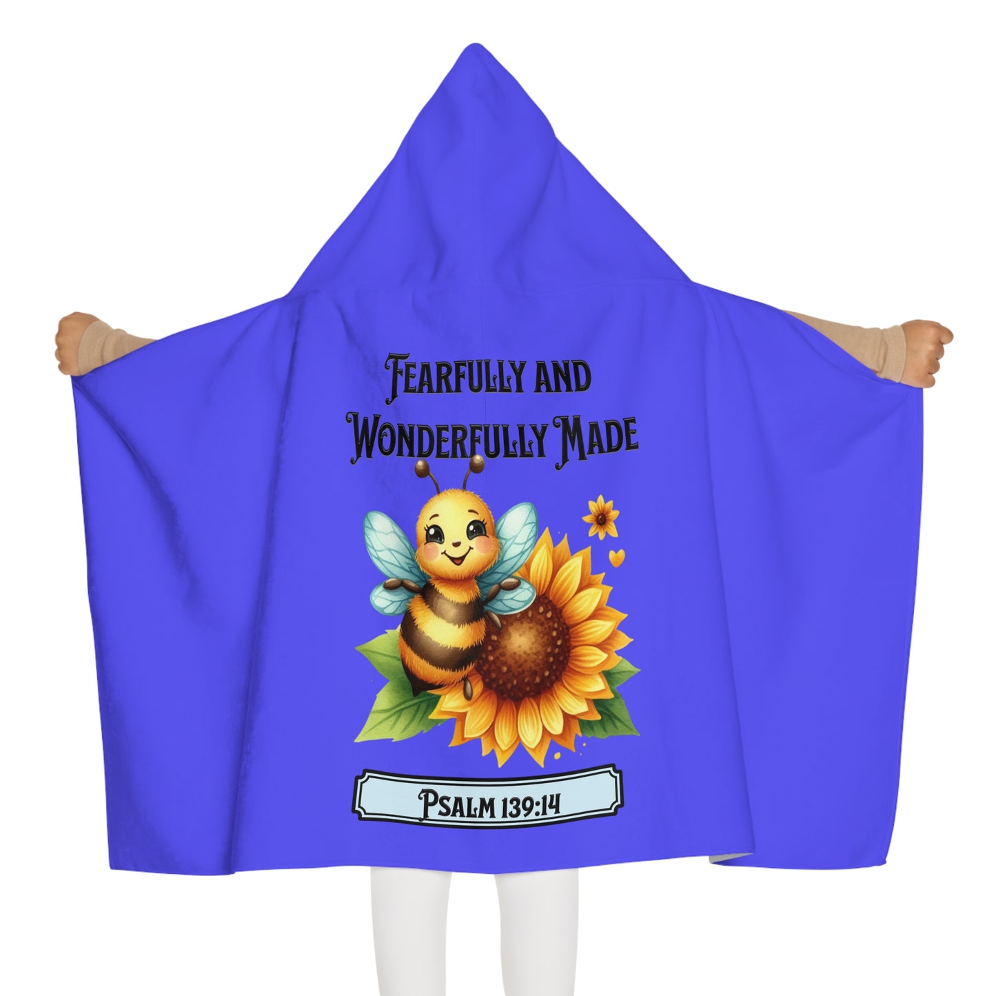 Youth Hooded Towel — Fearfully and Wonderfully Made, Psalm, Christian, Beach & Bath Towel