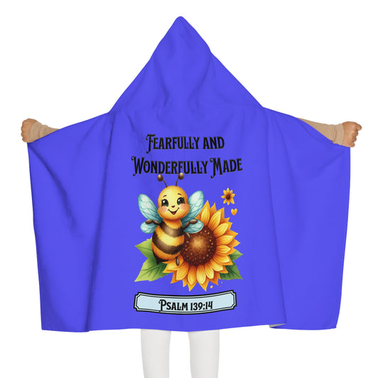 Youth Hooded Towel — Fearfully and Wonderfully Made, Psalm, Christian, Beach & Bath Towel