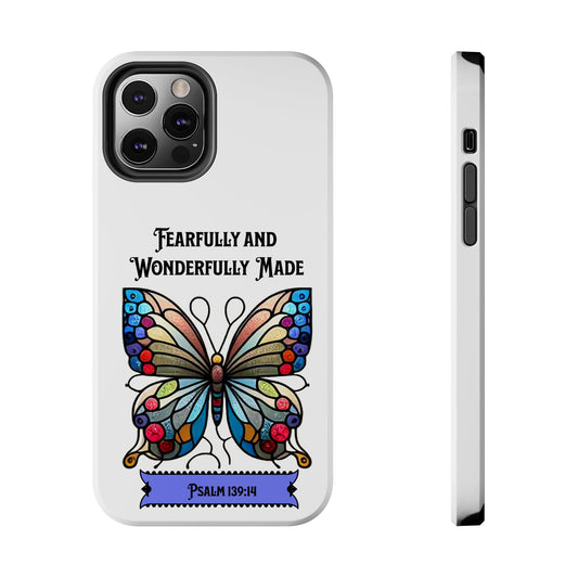 Fearfully and Wonderfully Made-Butterfly Phone Case, Christian, Faith-Based