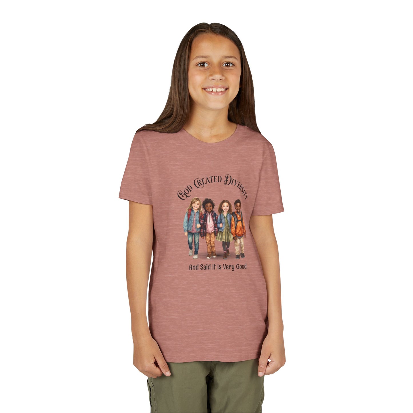 Youth Tee — "God Created Diversity and Said It Is Very Good" Kids Graphic Shirt, Faith-Based