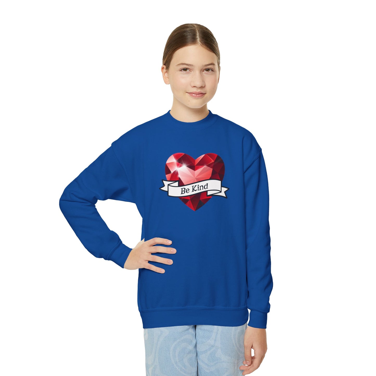 Be Kind, Youth Crewneck Sweatshirt – Inspirational Christian Quote Graphic