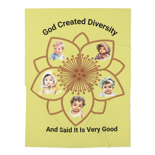 Baby Swaddle Blanket — "God Created Diversity and Said It Is Very Good" Floral Multicultural Swaddle
