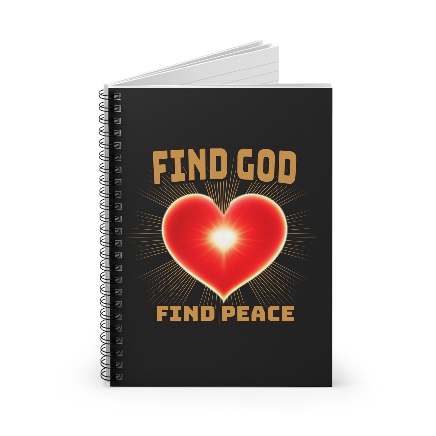 Find God-Find Peace, Spiral Ruled Journal for Positivity, Faith-Based