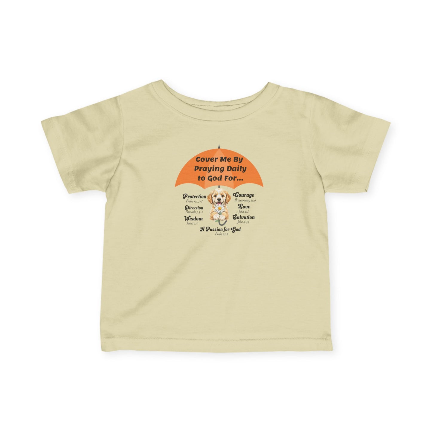"Cover Me By Praying Daily" Christian Baby Shirt | Religious Infant Top | Puppy