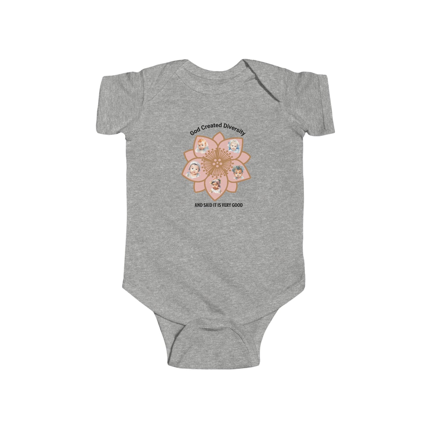 Bodysuit - 'God Created Diversity, Floral Design, Christian, Faith-Based
