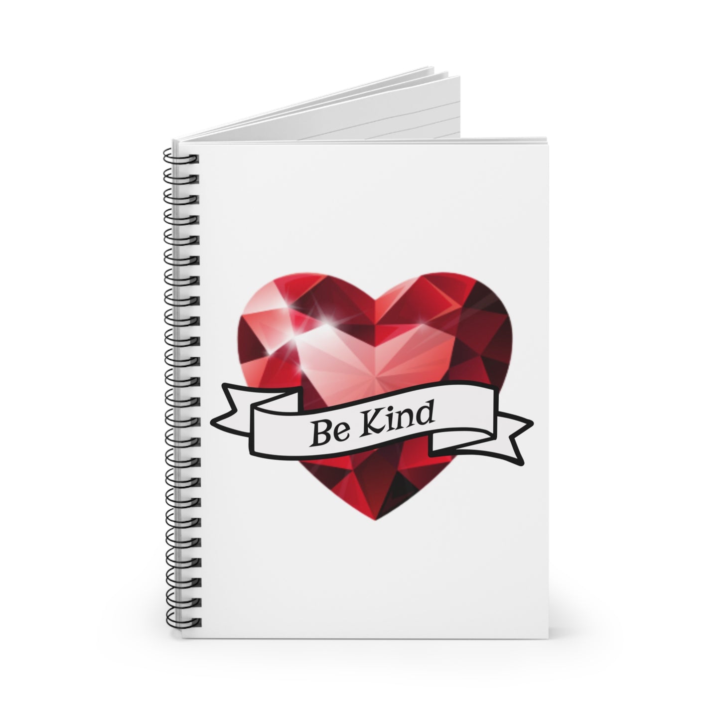 Be Kind Red Gem Heart Notebook — Spiral Ruled Journal for Positivity & Gifts, Faith-Based