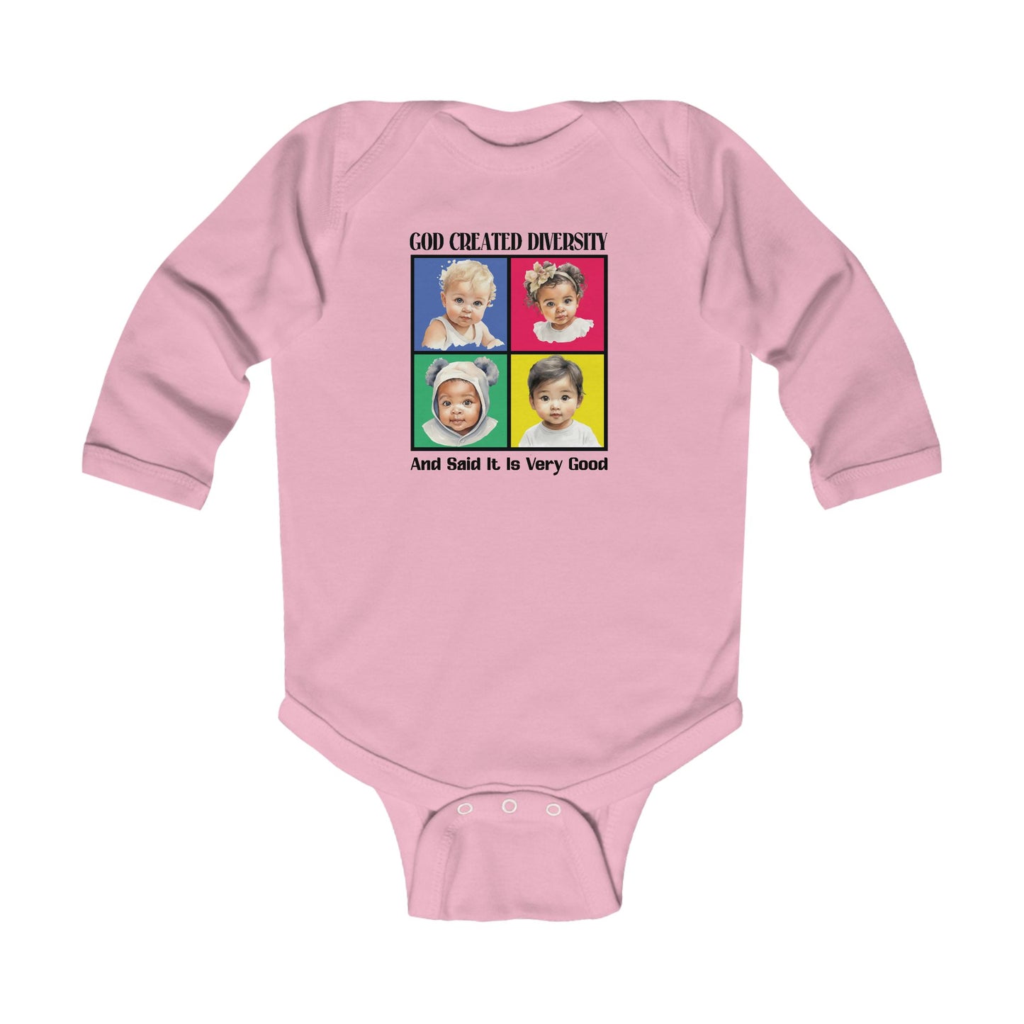 Infant Bodysuit – “God Created Diversity and Said It Is Very Good” Colorful Baby Onesie