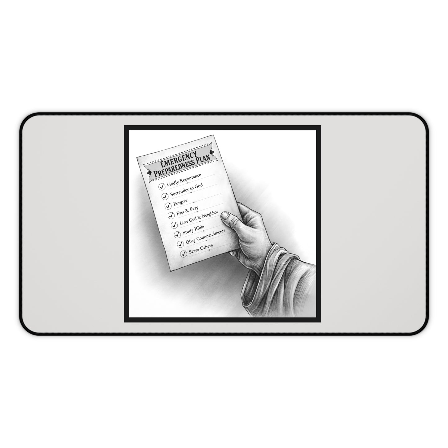 Desk Mat — 'Emergency Preparedness Plan' Illustrated Checklist Desk Pad