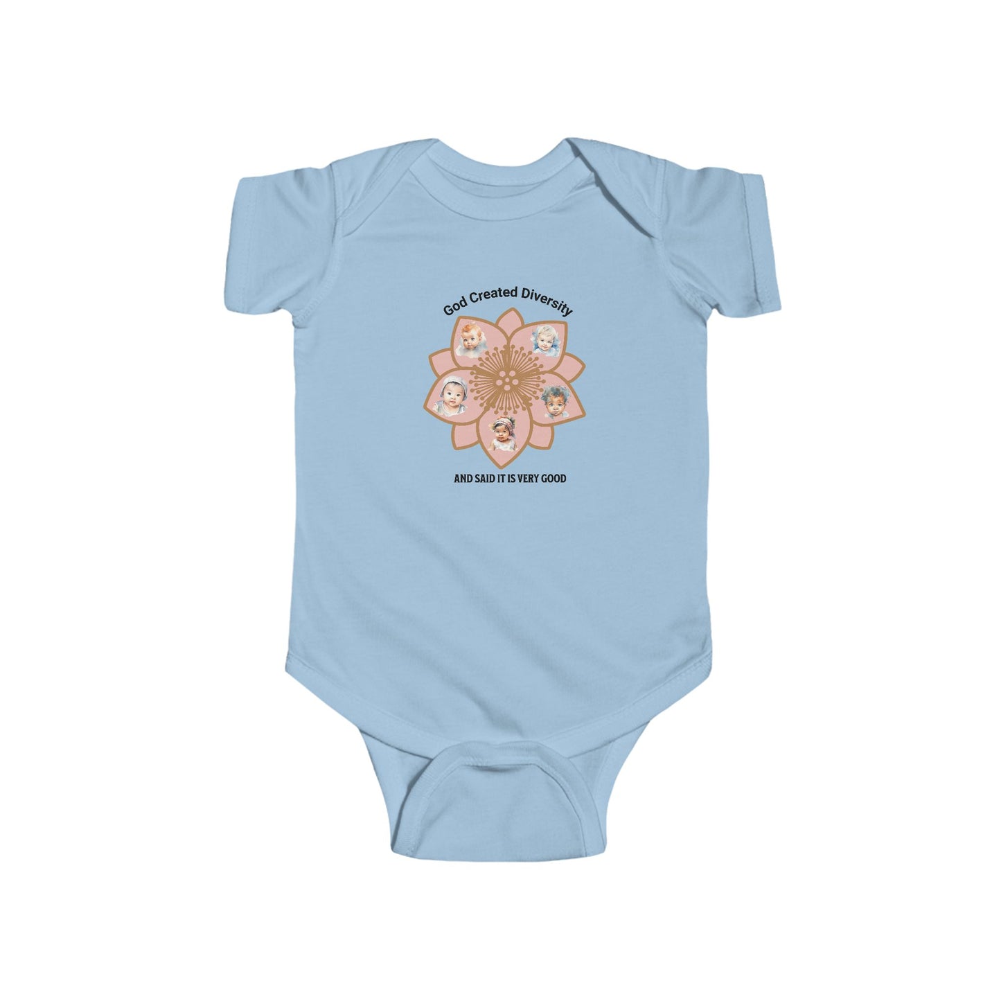 Bodysuit - 'God Created Diversity, Floral Design, Christian, Faith-Based