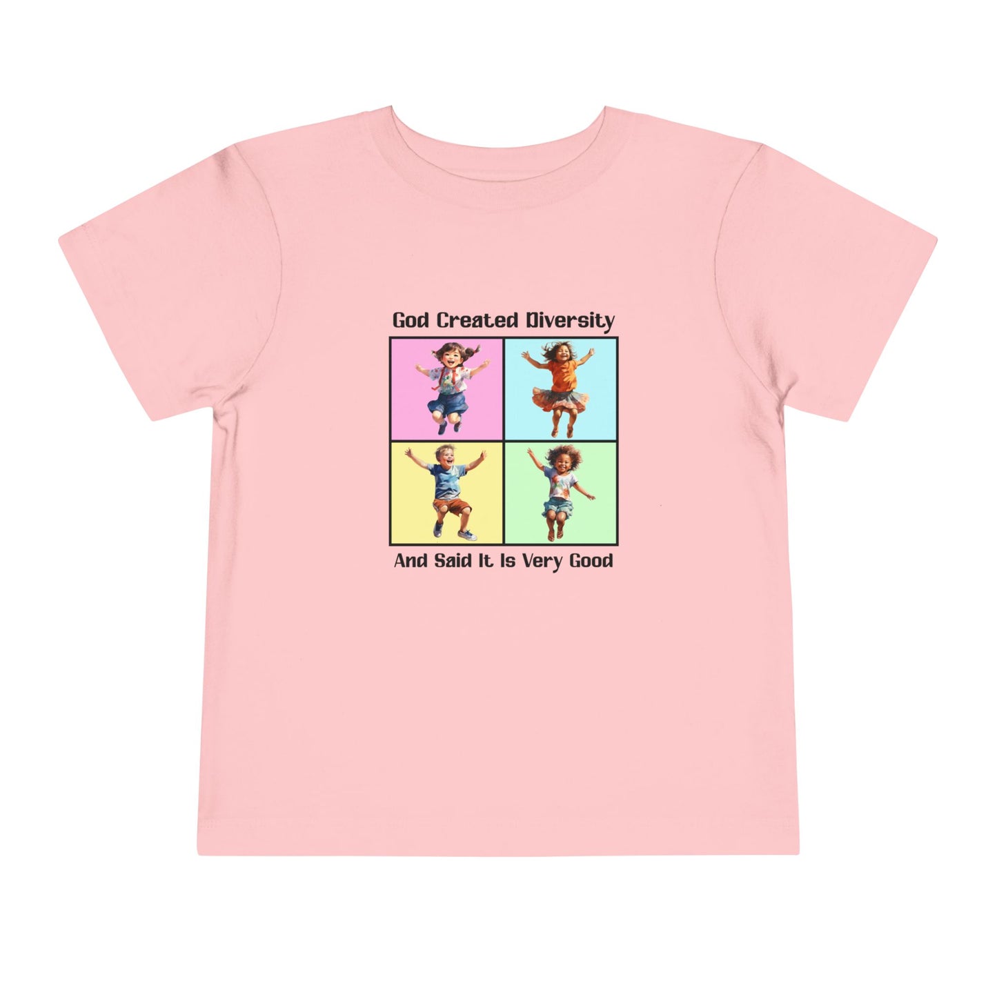 Toddler Short Sleeve Tee, Christian, Faith-Based, Diversity Design, Happy Kids