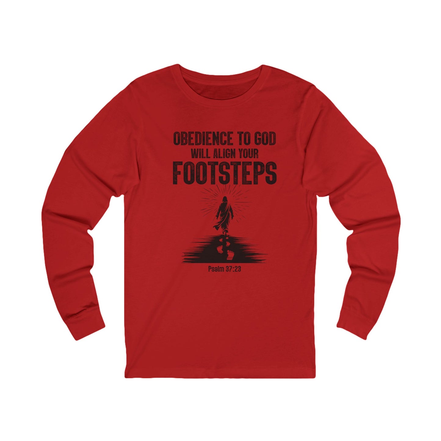 Obedience To God Will Align Footsteps, Long Sleeve Tee — Faith-Based Christian Message Shirt