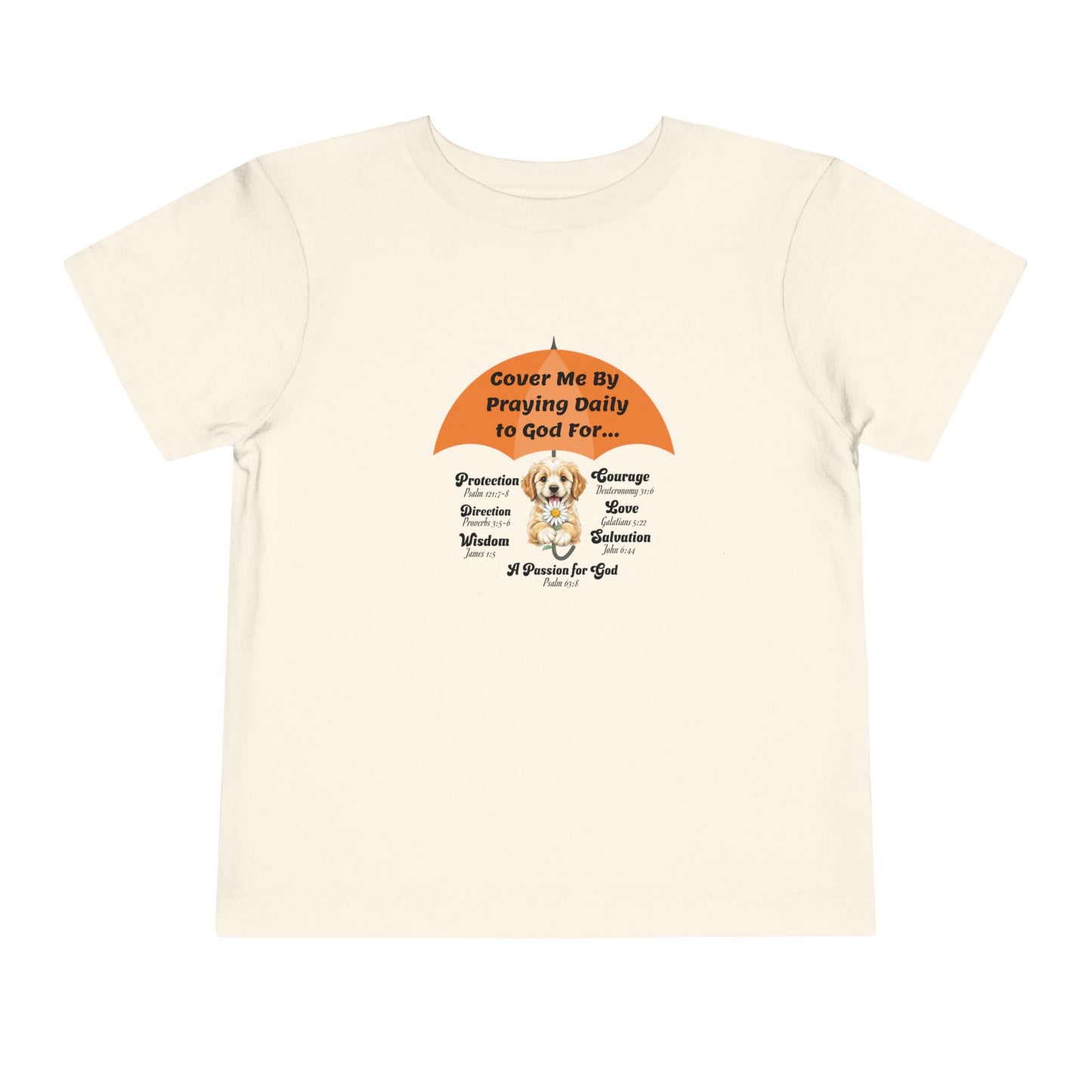 Toddler Short Sleeve Tee, Christian, Faith-Based, Cover Me With Prayer, Cute Puppy