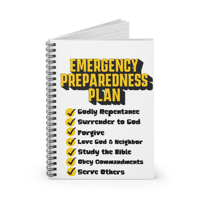 Emergency Preparedness Plan- To Obey the Word of God-Spiral Ruled Journal for Positivity & Gifts