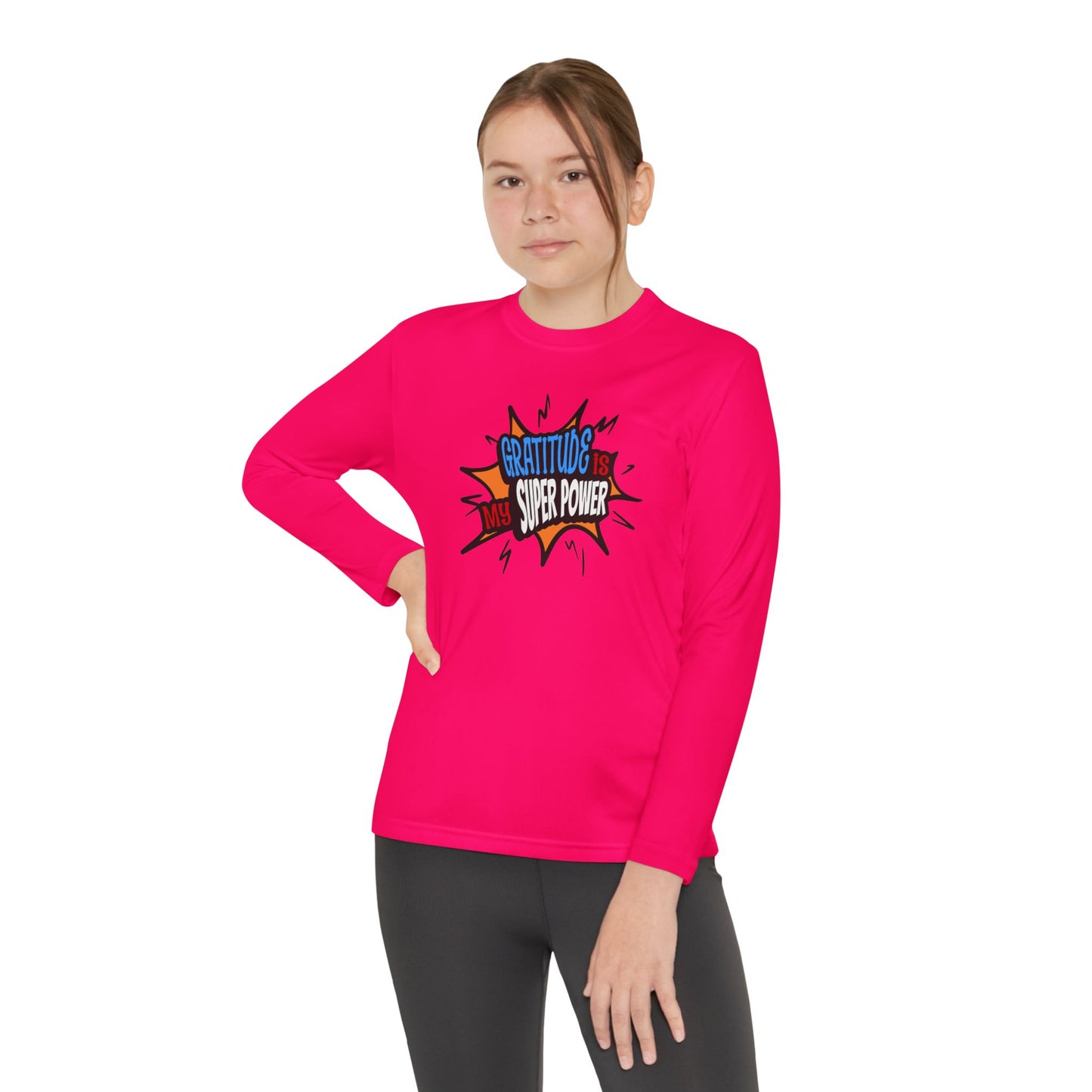 Gratitude Is My Superpower, Youth Long Sleeve Tee — Christian, Faith-Based